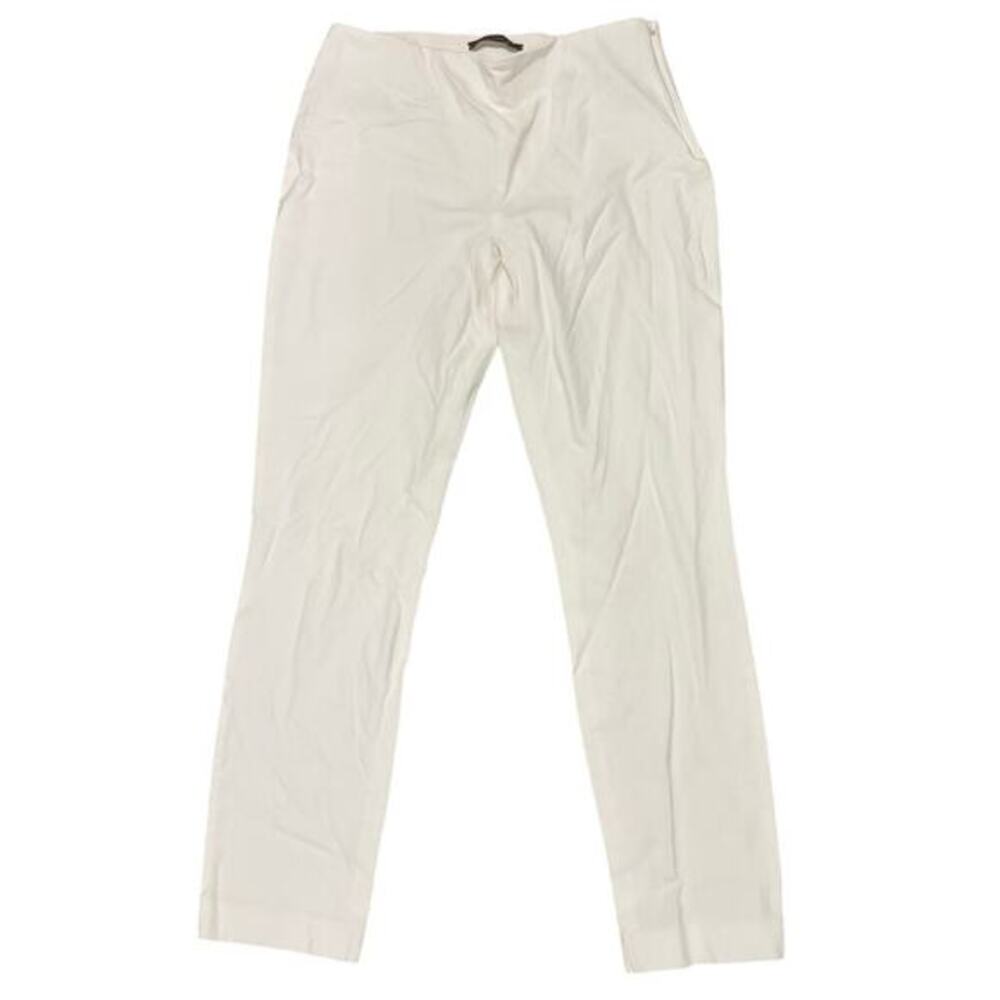 Elie Tahari White Side Zip Trousers Women's 6 Straight Leg Minimalist Work Pants